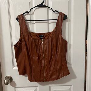 Torrid Brown Faux Leather Corset Top